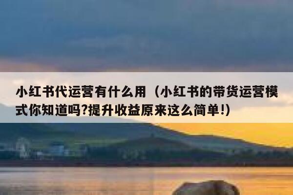 小红书代运营有什么用（小红书的带货运营模式你知道吗?提升收益原来这么简单!）
