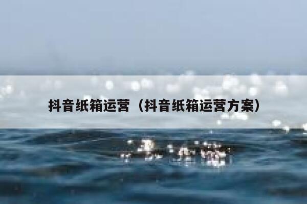 详细阅读:抖音纸箱运营(抖音纸箱运营方案) 抖音纸箱运营(抖音纸箱运营方案)