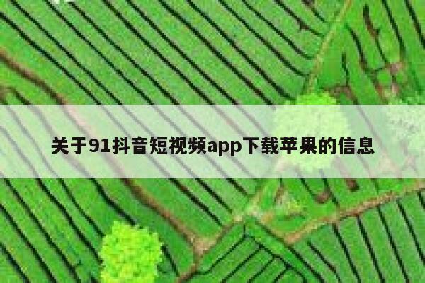 关于91抖音短视频app下载苹果的信息
