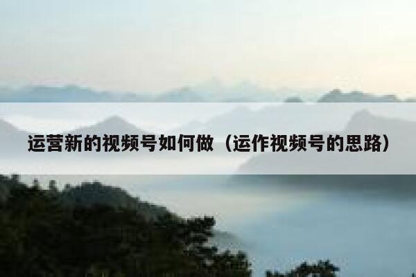 运营新的视频号如何做（运作视频号的思路）