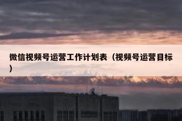 微信视频号运营工作计划表（视频号运营目标）
