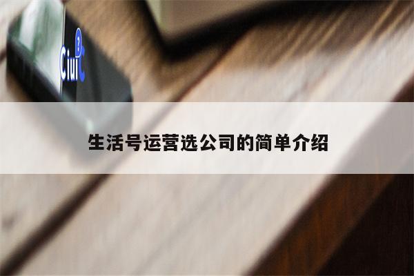 生活号运营选公司的简单介绍